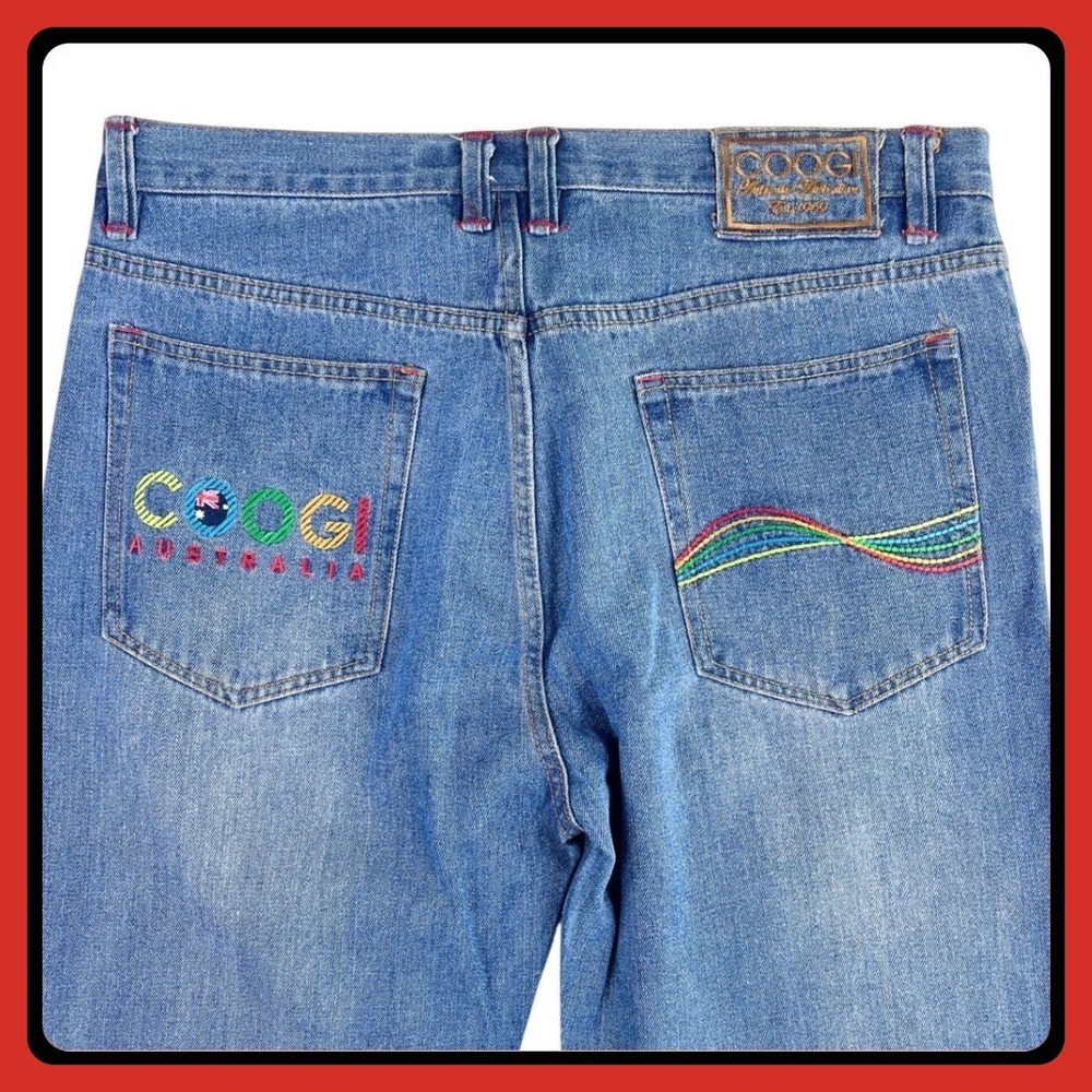 COOGI Straight Leg Jeans Men's 38x30 Blue (37x31) Cotton Embroidered Hip Hop Y2K